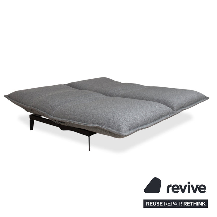 Rolf Benz Nova Two-Seater Sofa Grey Anthracite Fabric Functional Couch Sleeping Function Reupholstered