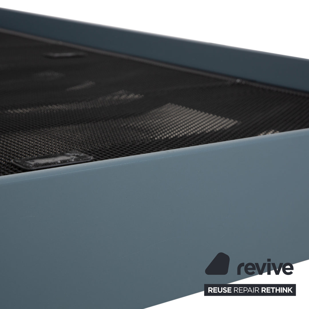 Auping Auronde 1500 Holz Bett Blau Grau Beistelltisch