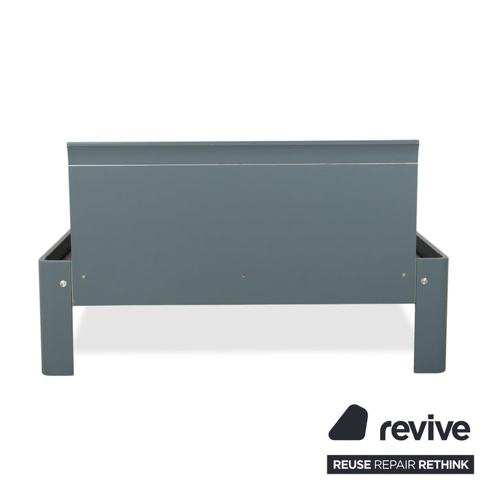 Auping Auronde 1500 Holz Bett Blau Grau Beistelltisch