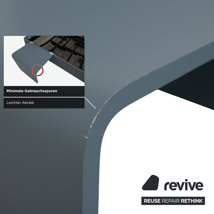 Auping Auronde 1500 Holz Bett Blau Grau Beistelltisch