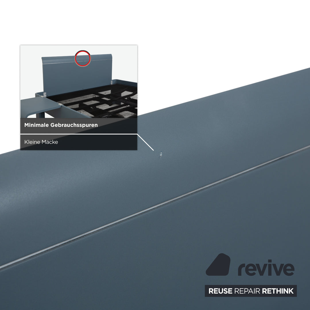 Auping Auronde 1500 Holz Bett Blau Grau Beistelltisch