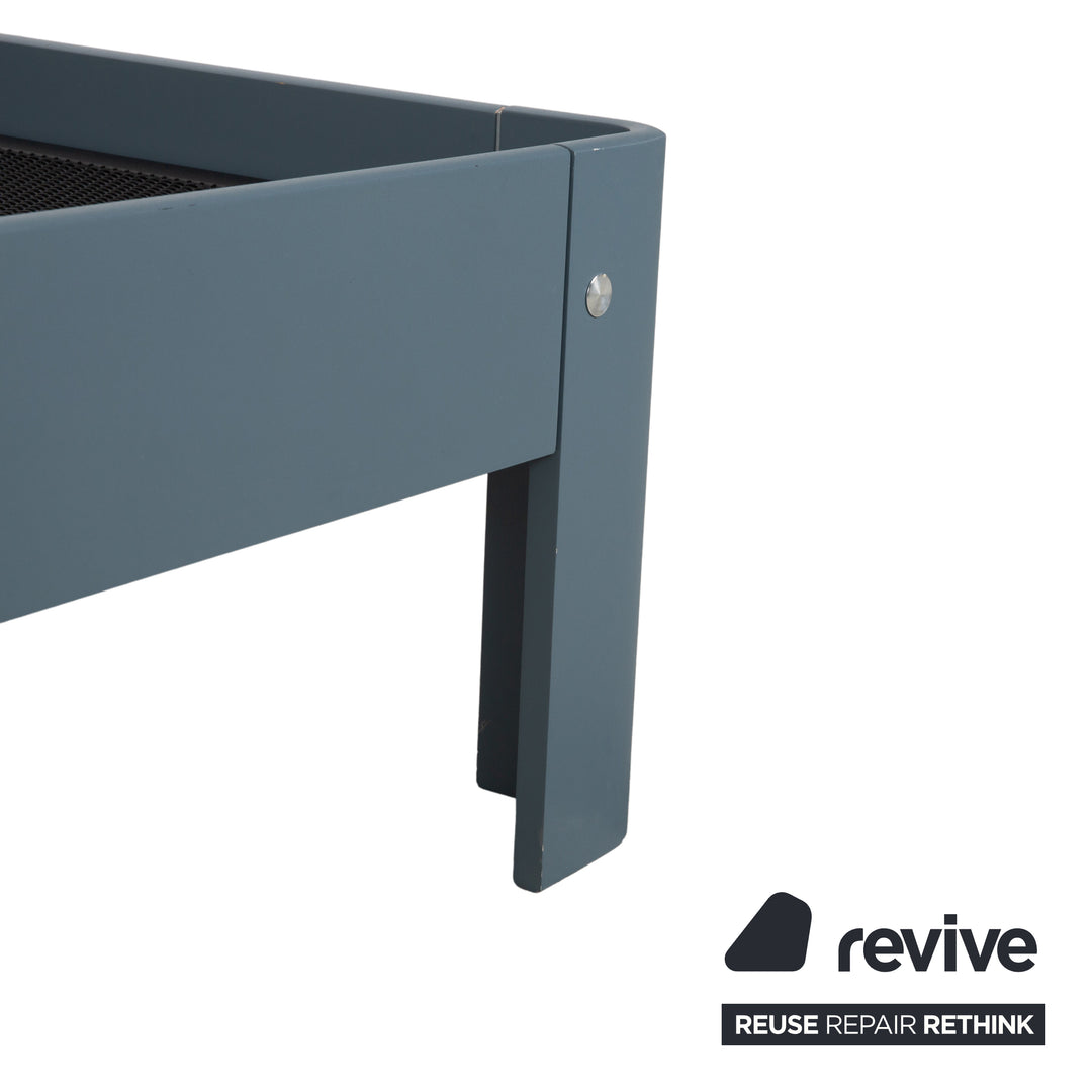 Auping Auronde 1500 Holz Bett Blau Grau Beistelltisch