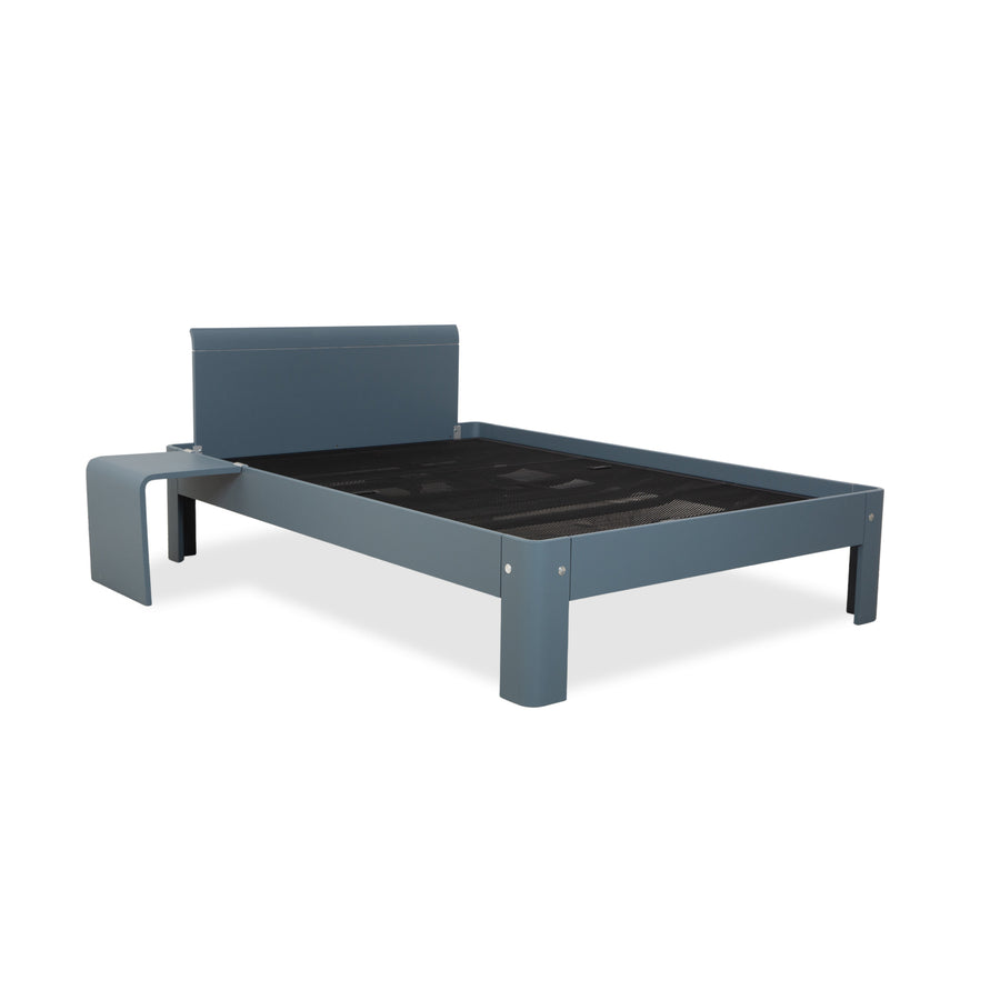 Auping Auronde 1500 Wooden Bed Blue Grey Side Table