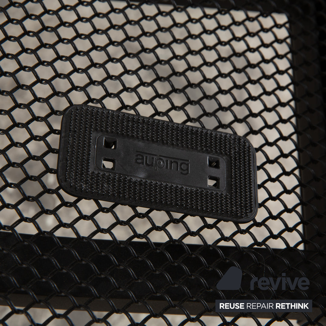 Auping Auronde 1500 Holz Bett Blau Grau Beistelltisch