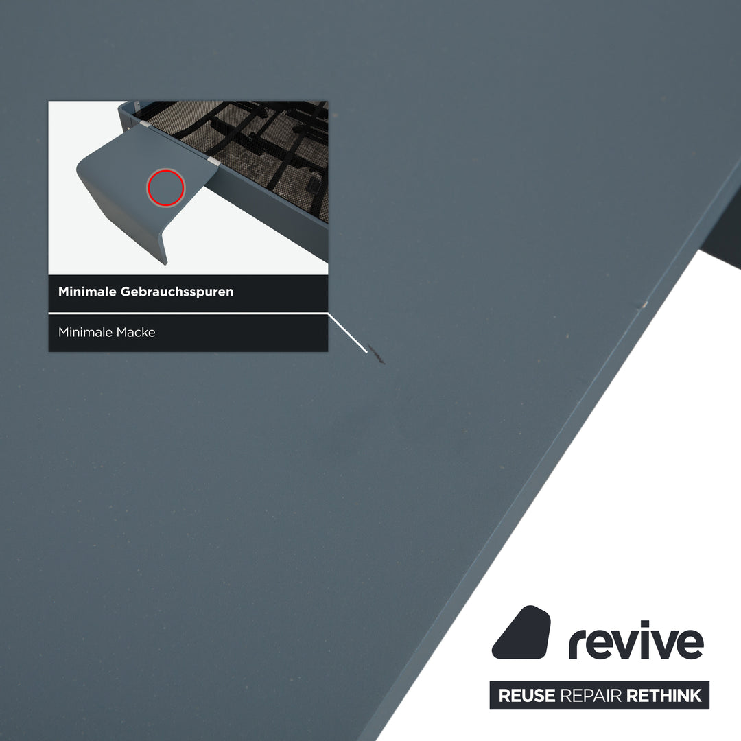 Auping Auronde 1500 Holz Bett Blau Grau Beistelltisch