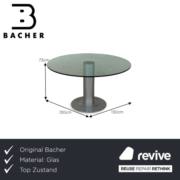 Bacher Castro Glass Dining Table Silver 130 x 130 x 73 cm