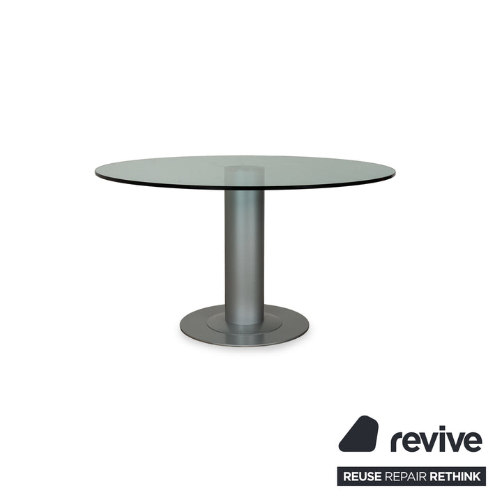 Bacher Castro Glass Dining Table Silver 130 x 130 x 73 cm