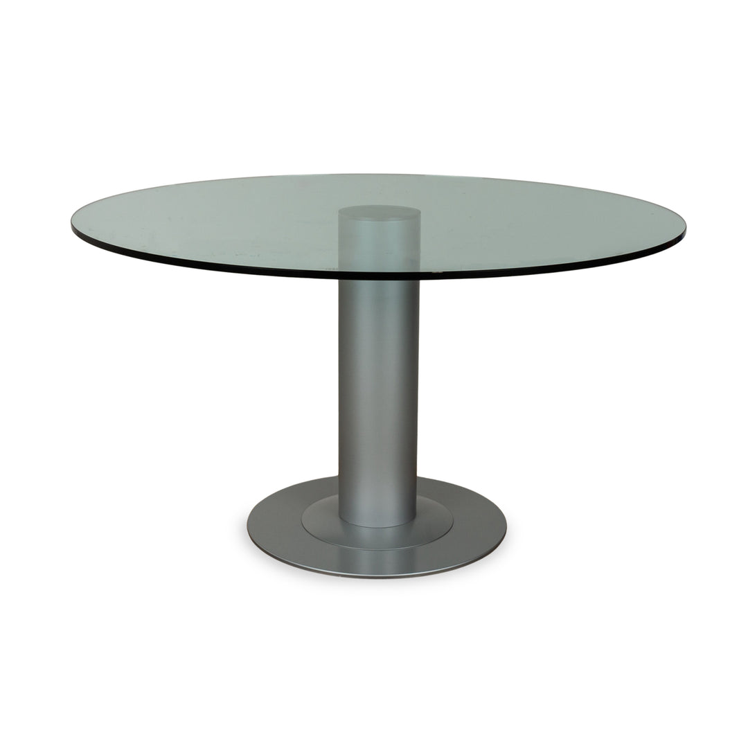 Bacher Castro Glass Dining Table Silver 130 x 130 x 73 cm