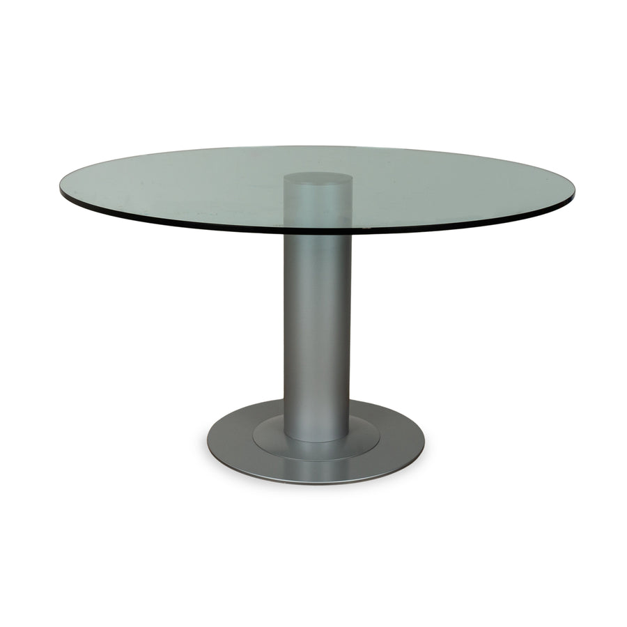 Bacher Castro glas spisebord sølv 130 x 130 x 73 cm