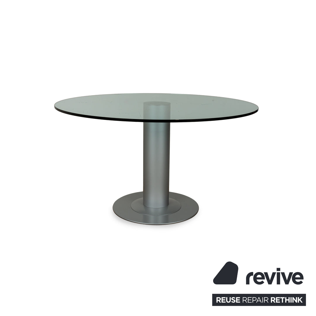 Bacher Castro Glass Dining Table Silver 130 x 130 x 73 cm