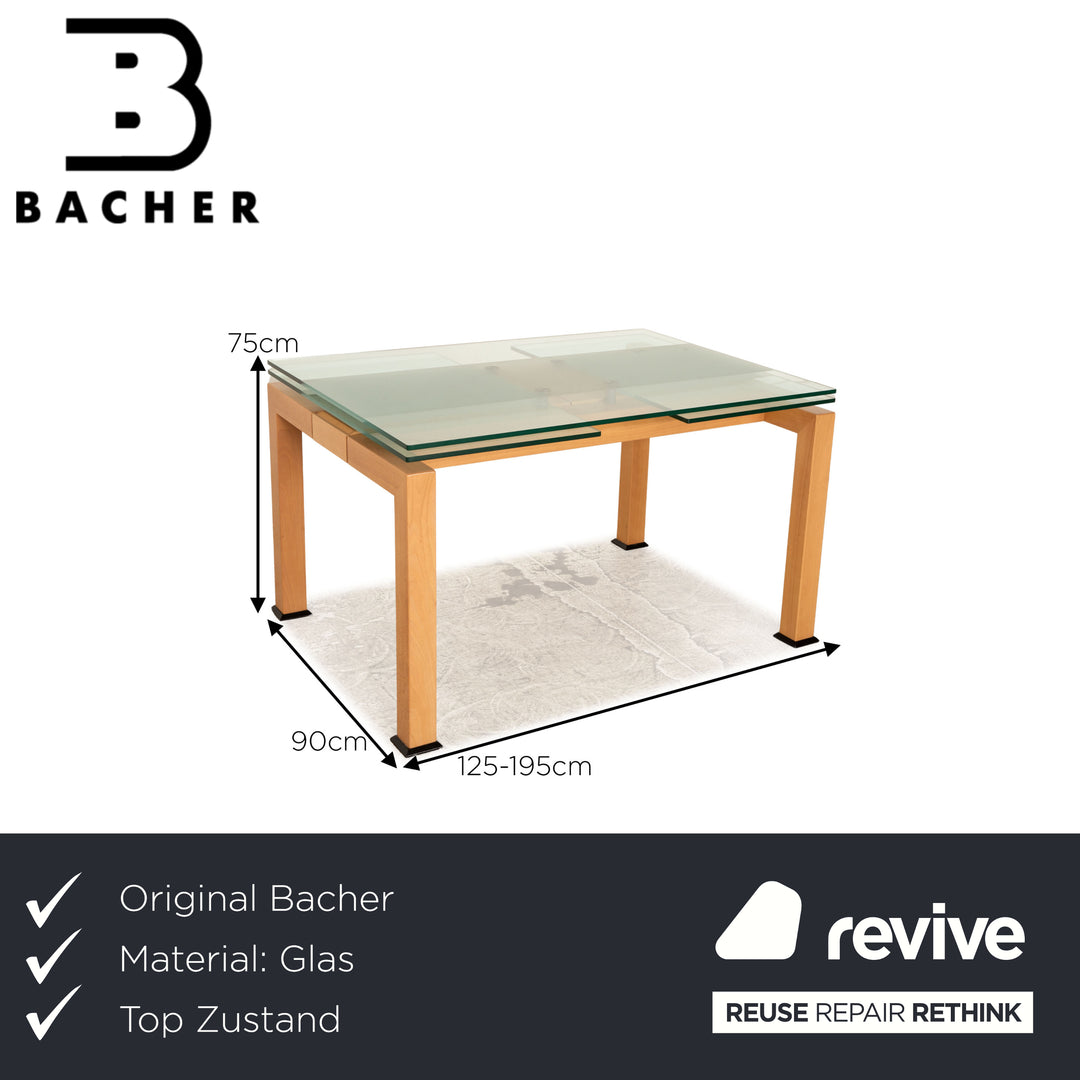 Table à manger en verre Bacher bois marron extensible 125/190 x 75 x 90