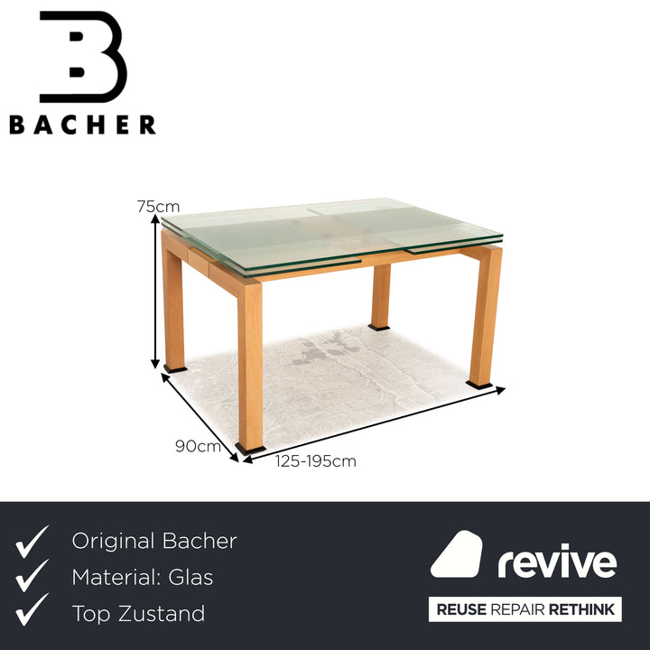 Bacher glass dining table wood brown extendable 125/190 x 75 x 90