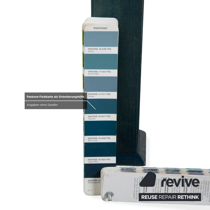 Table de salle à manger Bacher Glas, bois, bleu pétrole, extensible