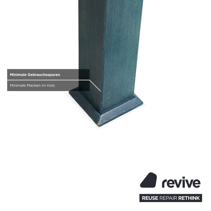 Table de salle à manger Bacher Glas, bois, bleu pétrole, extensible