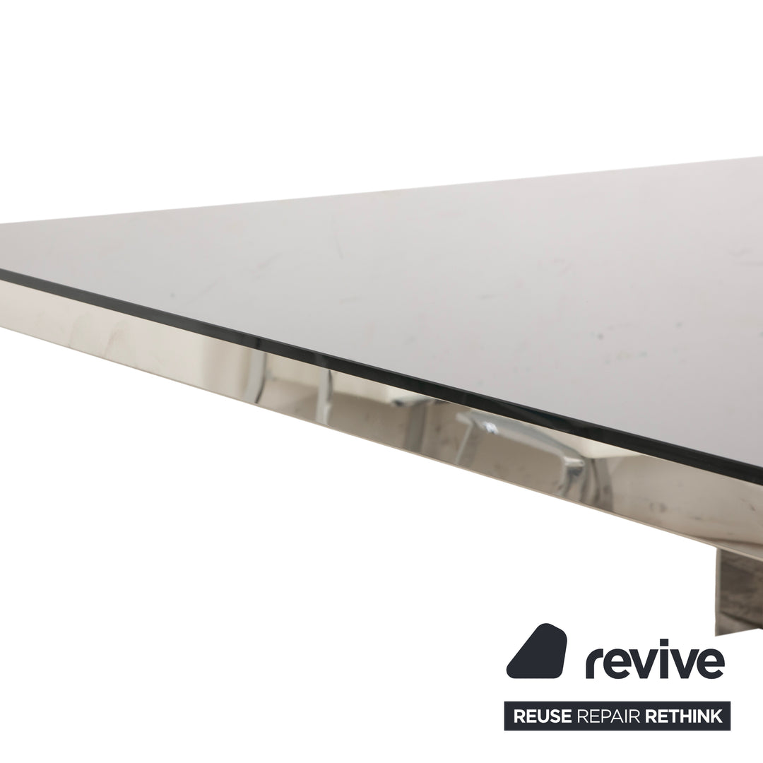 Bacher Glas Esstisch Silber Chrom