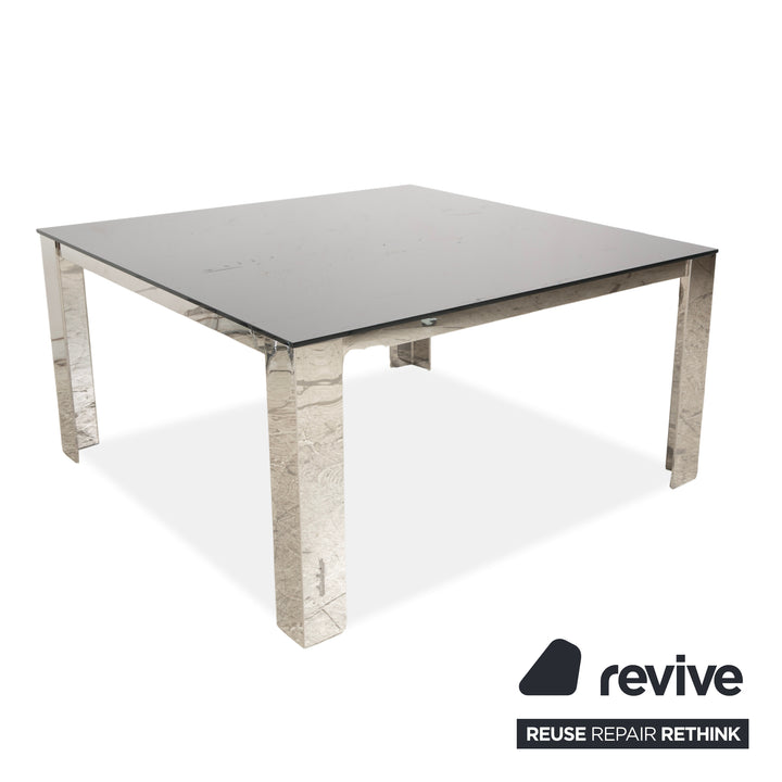 Bacher Glas Esstisch Silber Chrom