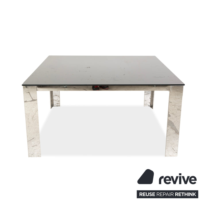 Bacher Glas Esstisch Silber Chrom