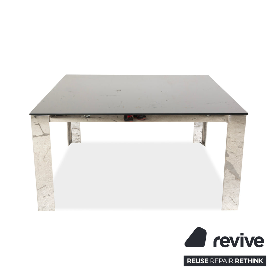 Bacher Glas Esstisch Silber Chrom