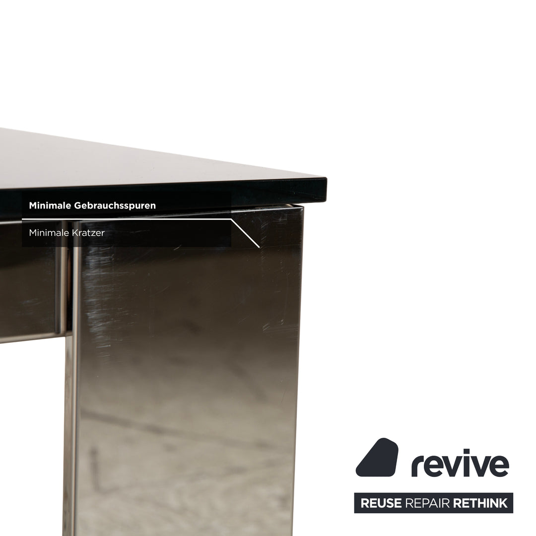 Bacher Glas Esstisch Silber Chrom