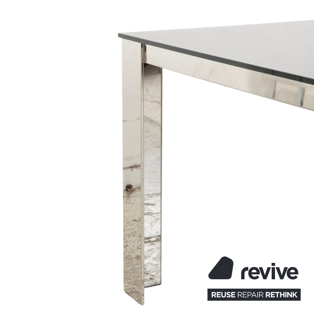 Bacher Glas Esstisch Silber Chrom
