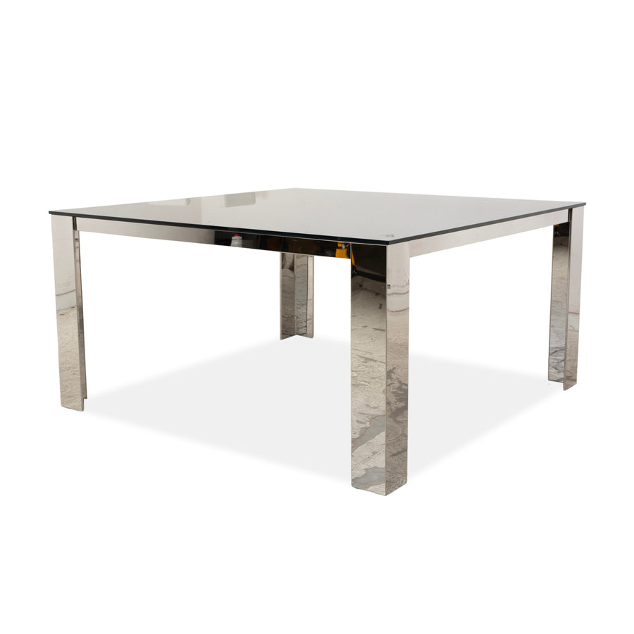 Bacher Glas Esstisch Silber Chrom