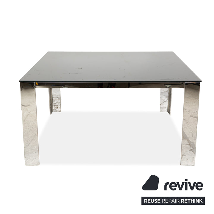 Bacher Glas Leder Esstisch 8er Stuhlgarnitur Silber Chrom Weiß Creme