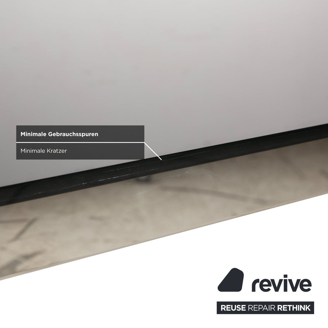 Bacher Glas Leder Esstisch 8er Stuhlgarnitur Silber Chrom Weiß Creme