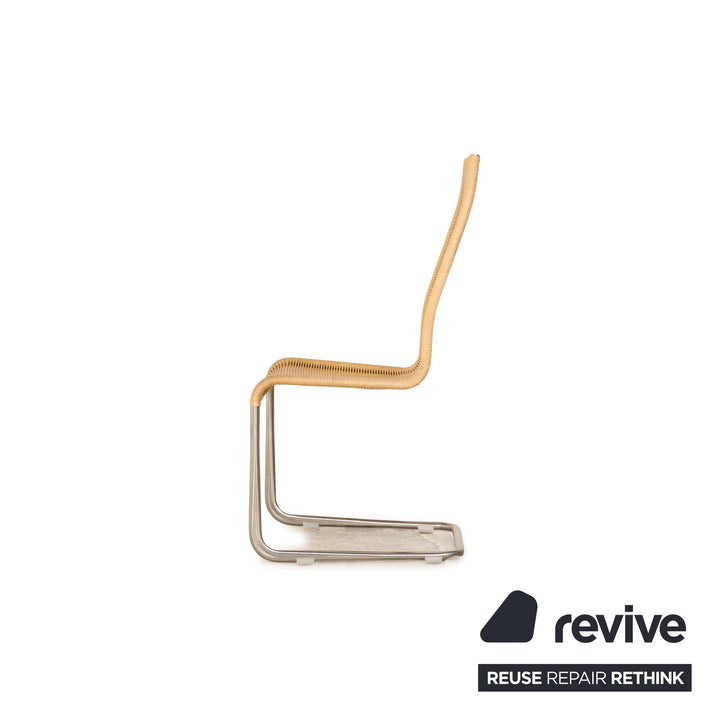 Wooden chair brown braid Bauhaus metal frame