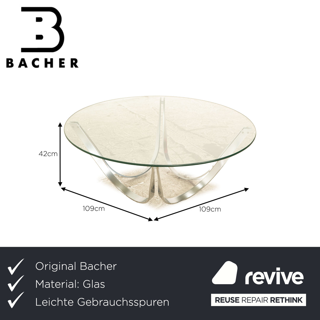 Bacher Modell 2075 Glas Couchtisch Silber