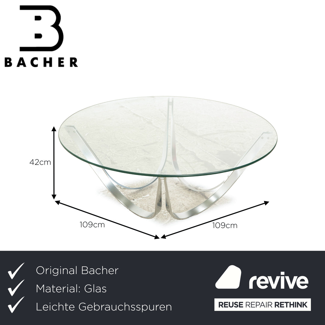 Table basse en verre Bacher modèle 2075 argent