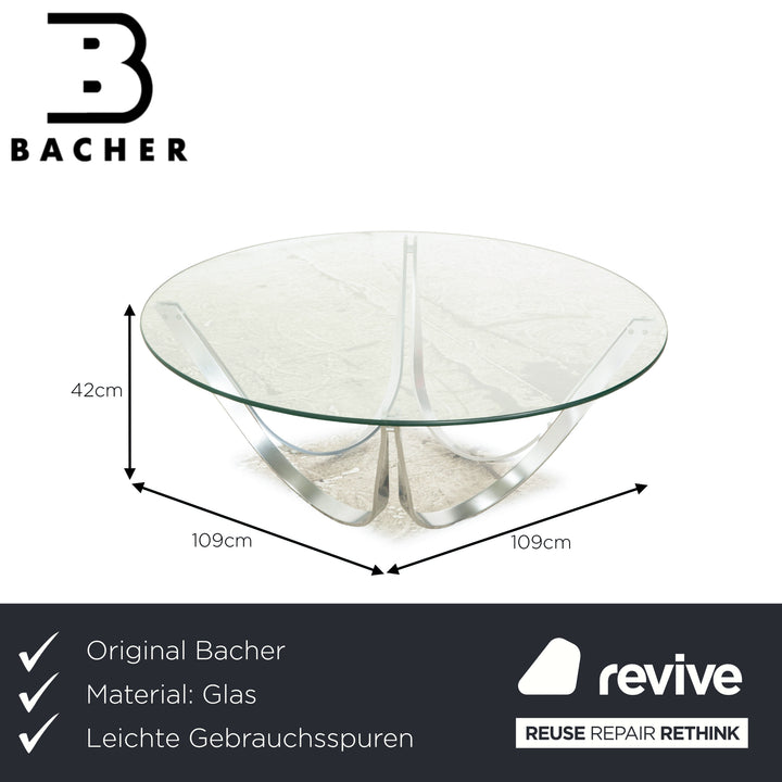 Table basse en verre Bacher modèle 2075 argent