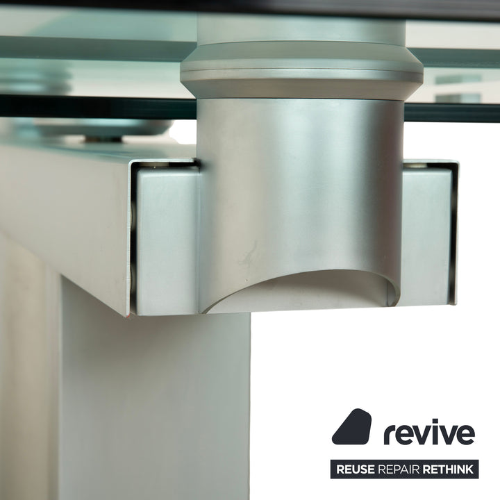 Bacher NABUCCO. Table de salle à manger en verre argenté, extensible, 190/250 x 95 cm