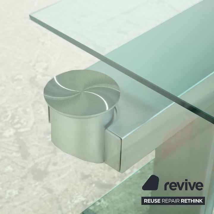 Bacher NABUCCO. Table de salle à manger en verre argenté, extensible, 190/250 x 95 cm