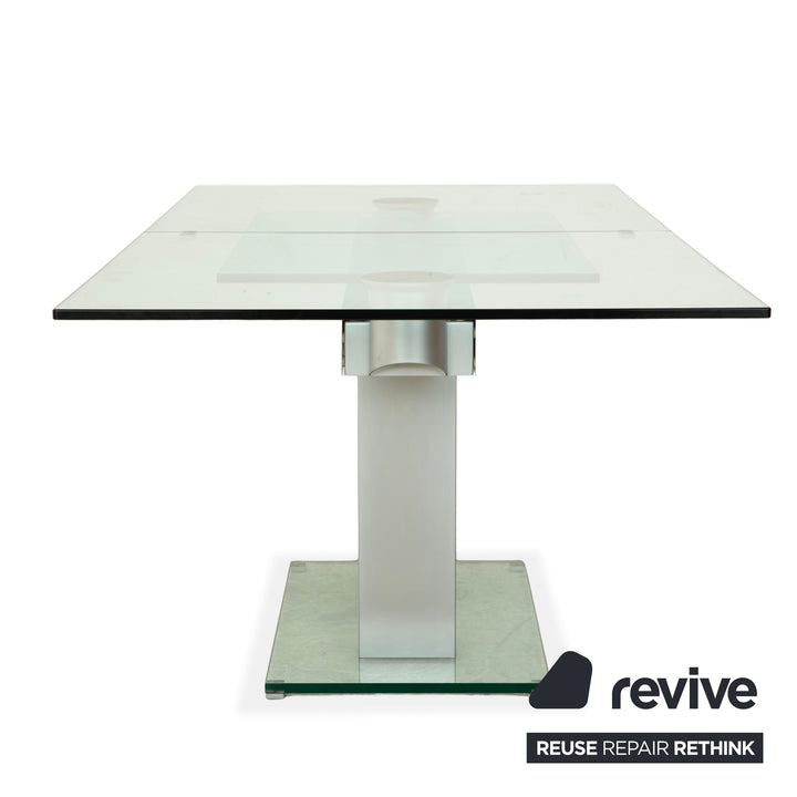 Bacher NABUCCO. Table de salle à manger en verre argenté, extensible, 190/250 x 95 cm