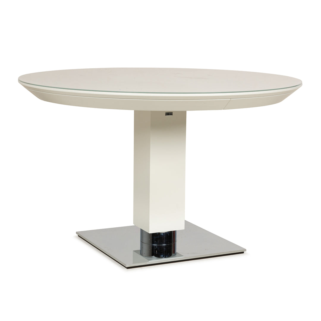 Table à manger en bois et verre Bacher TODO blanche