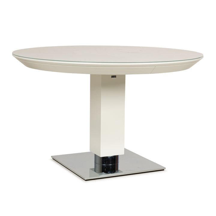 Table à manger en bois et verre Bacher TODO blanche