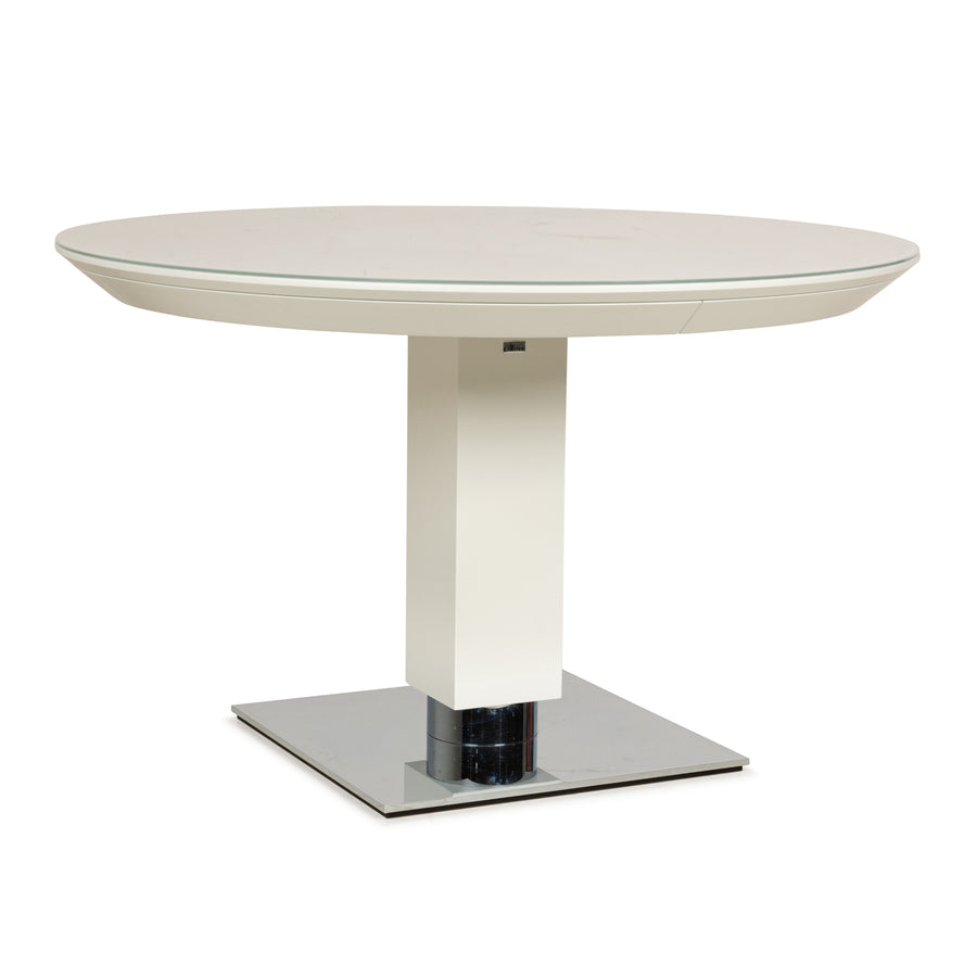 Table à manger en bois et verre Bacher TODO blanche