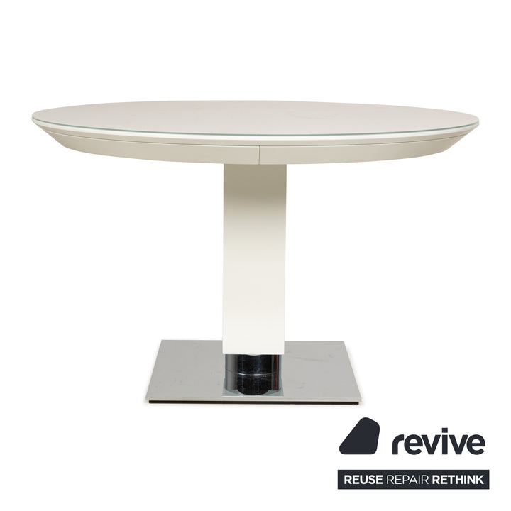 Table à manger en bois et verre Bacher TODO blanche