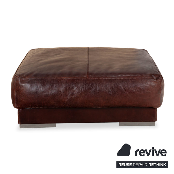 Baxter Budapest Garnitur Leder Dreisitzer Hocker Braun Bordeaux Sofa Couch