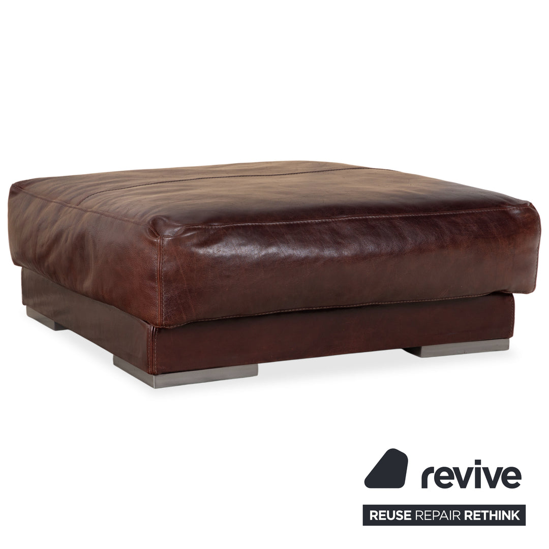 Baxter Budapest Garnitur Leder Dreisitzer Hocker Braun Bordeaux Sofa Couch