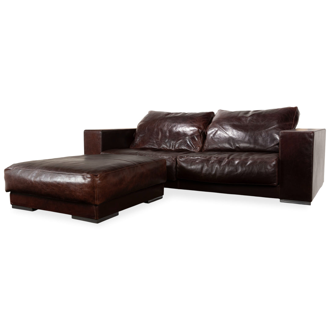 Baxter Budapest Garnitur Leder Dreisitzer Hocker Braun Bordeaux Sofa Couch