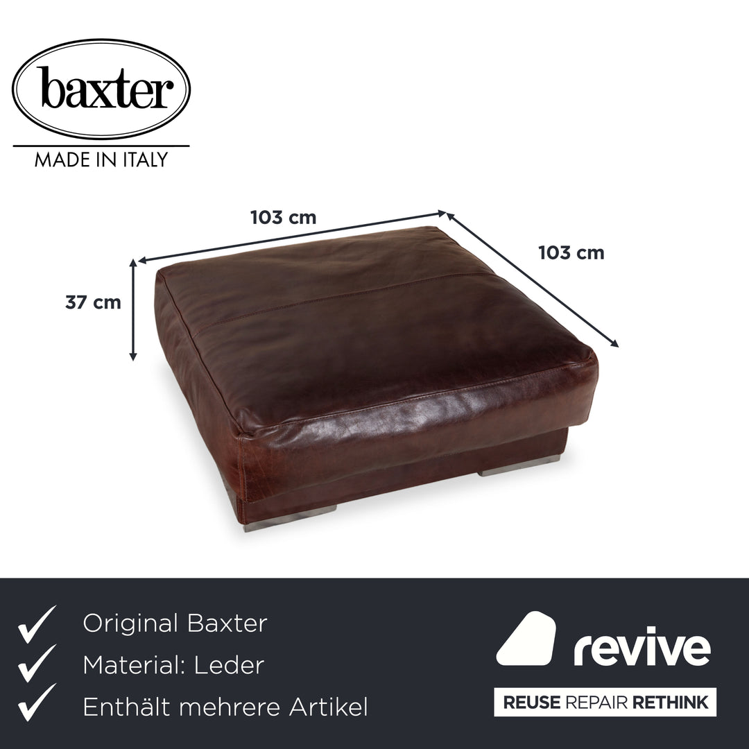 Baxter Budapest Garnitur Leder Dreisitzer Hocker Braun Bordeaux Sofa Couch