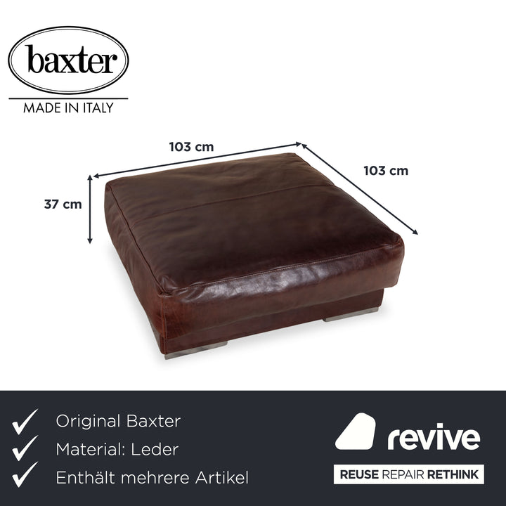 Baxter Budapest Garnitur Leder Dreisitzer Hocker Braun Bordeaux Sofa Couch