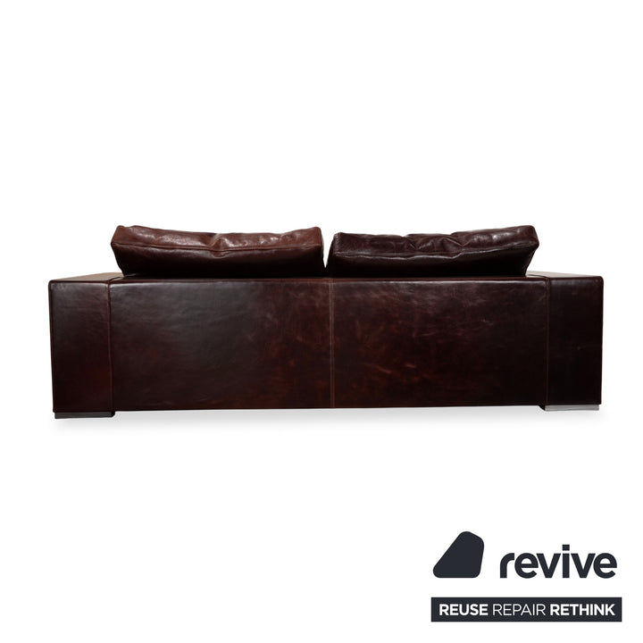 Baxter Budapest Leder Dreisitzer Braun Bordeaux Sofa Couch