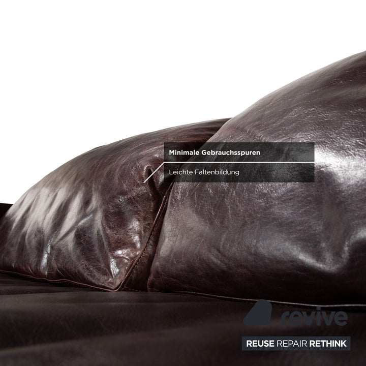 Baxter Budapest Leder Dreisitzer Braun Bordeaux Sofa Couch