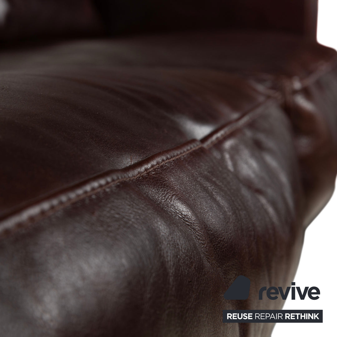 Baxter Budapest Leder Dreisitzer Braun Bordeaux Sofa Couch