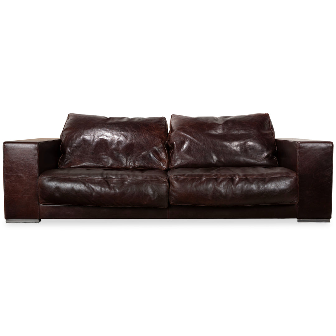 Baxter Budapest Leder Dreisitzer Braun Bordeaux Sofa Couch