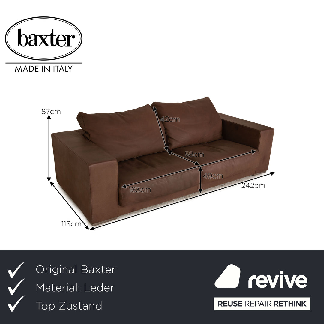 Baxter Budapest Leder Dreisitzer Taupe Braun Sofa Couch