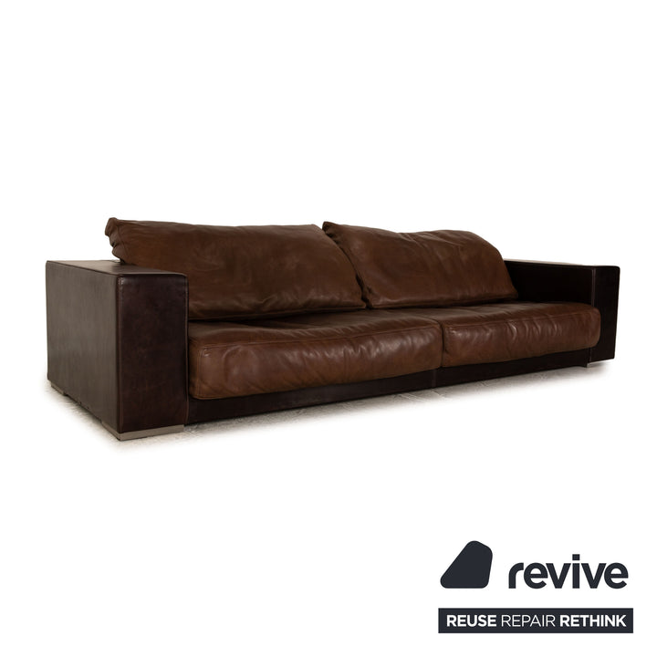 Baxter Budapest Leather Four Seater Brown Sofa Couch