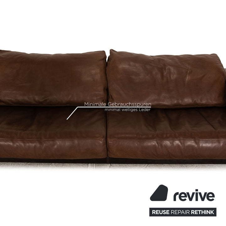 Baxter Budapest Leather Four Seater Brown Sofa Couch